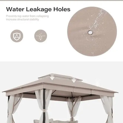 Patio Gazebo 10'x13', Outdoor Heavy Duty Party Tent Shelter with Double Roofs, Mosquito Nettings for Backyard, Garden