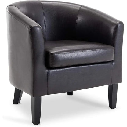 Accent Barrel Chair with Linen Fabric and Flared Legs Featuring Cozy Soft Padding Ideal for Living Room Bedroom Waiting Room De