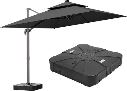 9' X 12' Large Cantilever Patio Umbrella 360° Rotation Rectangular Outdoor Double Top Heavy Duty Windproof Offset Umbrella