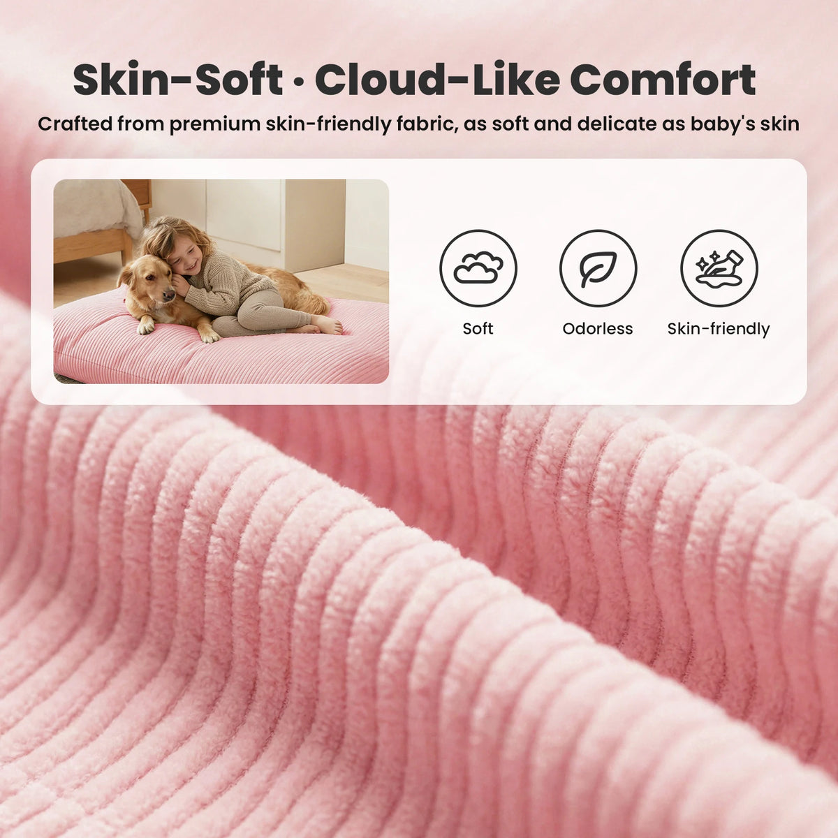 Kids Bean Bag Bed Foldable Compression Lounger Sofa Bed with Soft Removable & Washable Cover Foam-Filled Floor Lounger Chair