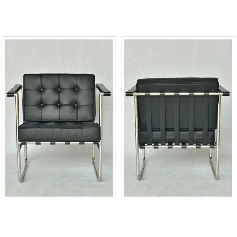 HE 113 Lounge Hans Singe Sofa Chair Leisure Chair Stainless Steel Leather PU for Living Room