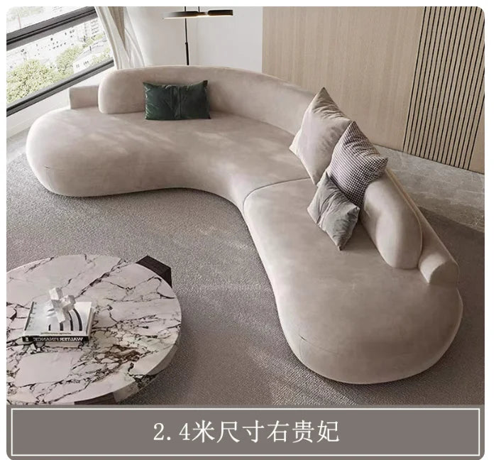 Customizable Italian Minimalist Arc Sofa - Modern Luxury Designer Fabric Sectional for Model Homes