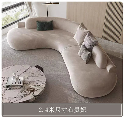 Customizable Italian Minimalist Arc Sofa - Modern Luxury Designer Fabric Sectional for Model Homes
