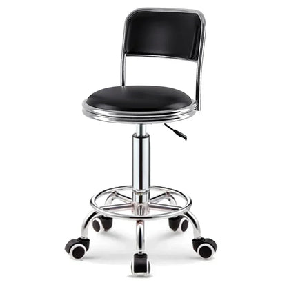 PU Leather Modern Rolling Stool Low Back Height Adjustable Work Salon Drafting Swivel Task Chair with Footrest