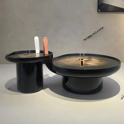 Italian minimalist creative round coffee table coffee table household light luxury negotiation table H