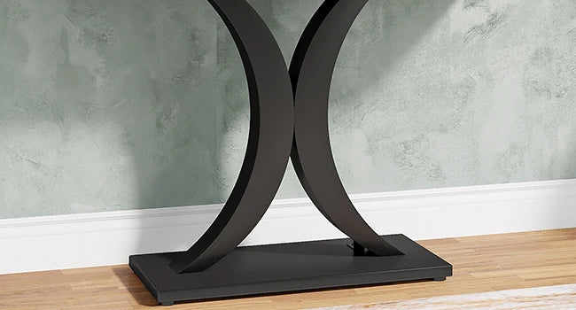 LITTLE TREE Industrial Console Table, 40 inch Narrow Entryway Foyer Table with Geometric Base, Accent Table for Living Room