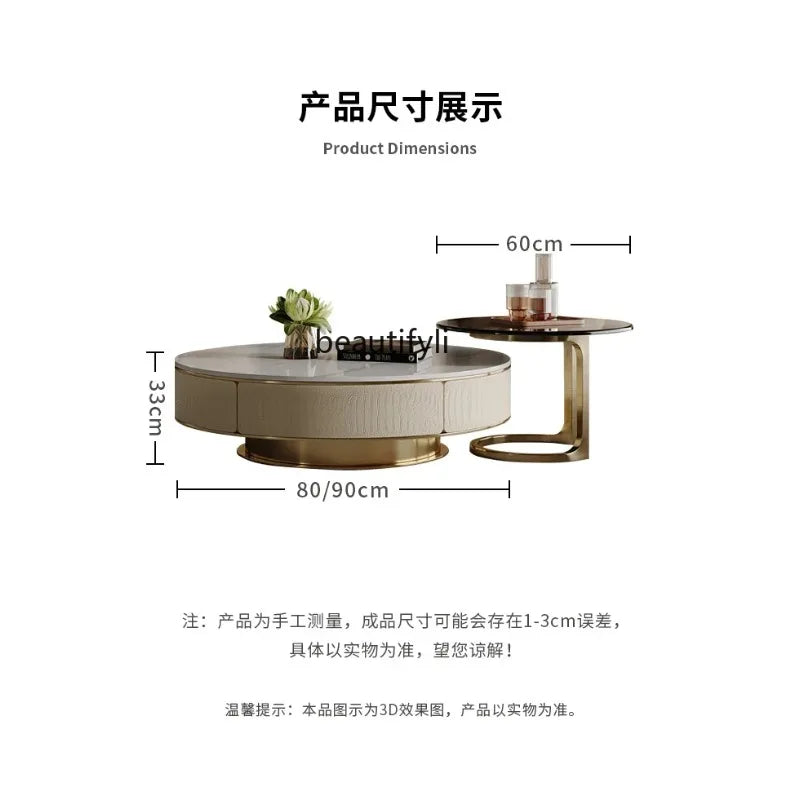 A163 Italian Light Luxury Stainless Steel round Living Room Home Coffee Table Modern Side Table