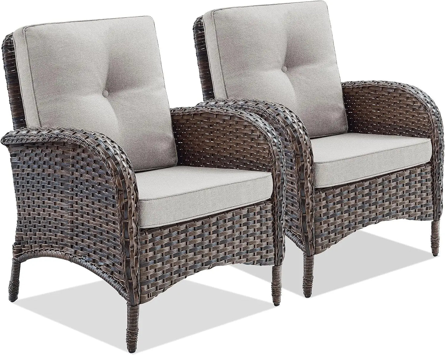 Patio Club Chair Wicker Chairs - Outdoor High Back Chair Set of 2 Patio Furniture Set Rattan Seating with Removable Cushi