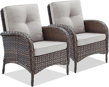 Patio Club Chair Wicker Chairs - Outdoor High Back Chair Set of 2 Patio Furniture Set Rattan Seating with Removable Cushi