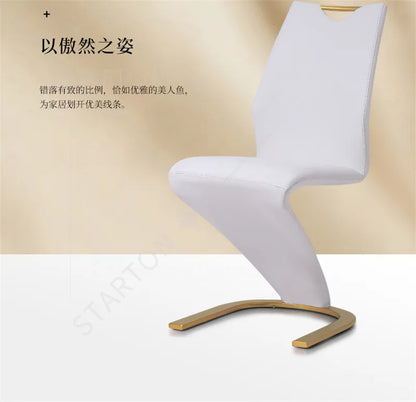 modern 2 Pieces Chairs Modern Simple Z Shape Dining Chair PU Leather Home Living Room Chair Only Chairs