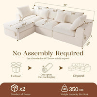 110" L-Shaped 3-Seat Modular Sectional Sofa with Movable Design