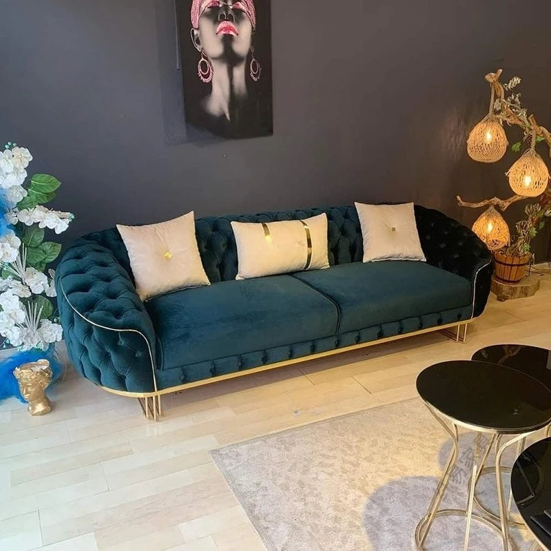 American fabric sofa Italian minimalist designer living room straight row sofa velvet European home sofa