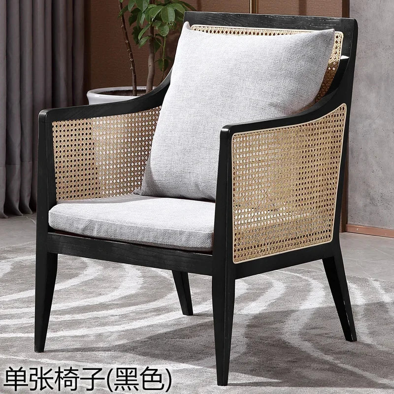Balcony Rattan Living Room Chairs Outdoor Ergonomic Living Solid Wood Chairs Makeup Simple Fauteuil Salon Furniture Decoration