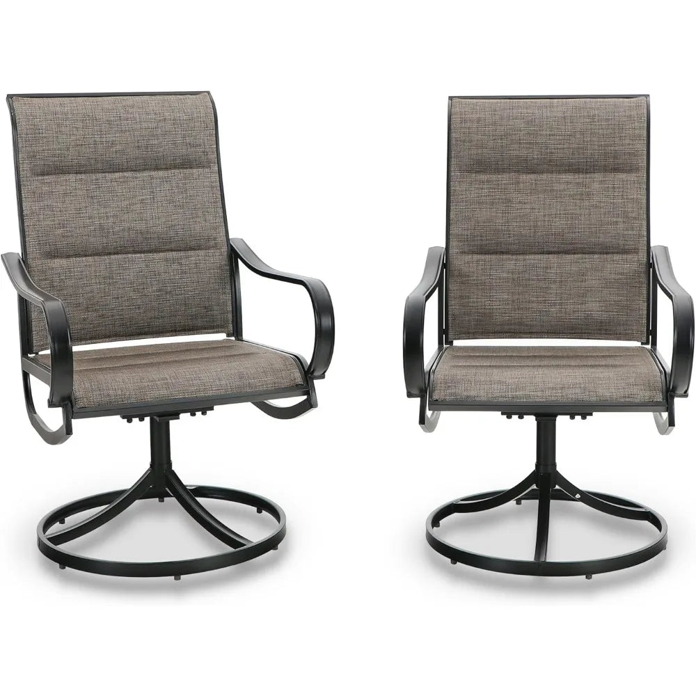 Outdoor Swivel Dining Chairs Set of 2 All Weather Patio Chairs with Padded Textilene Seat