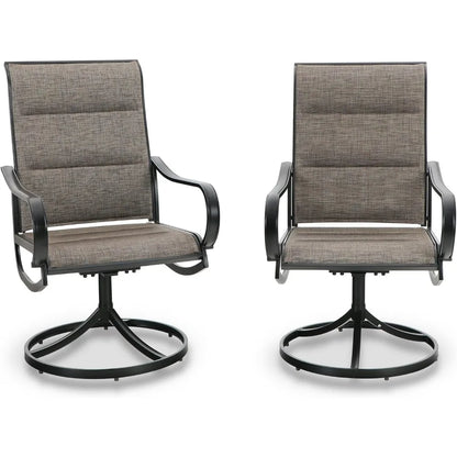 Outdoor Swivel Dining Chairs Set of 2 All Weather Patio Chairs with Padded Textilene Seat