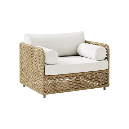 Outdoor sofa teak PE rattan sofa outdoor garden sun protection leisure courtyard rattan chair sofa