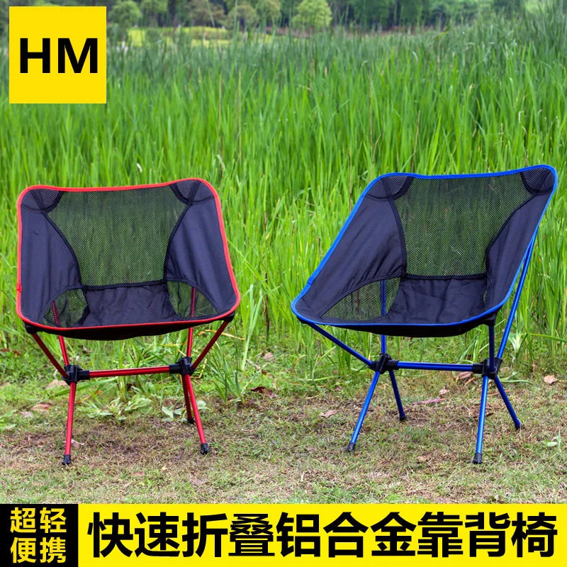 Ultra-Light Aluminum Alloy Folding Chair - Portable Outdoor Camping Fishing Beach Picnic Hiking BBQ Comfort Backrest Chair