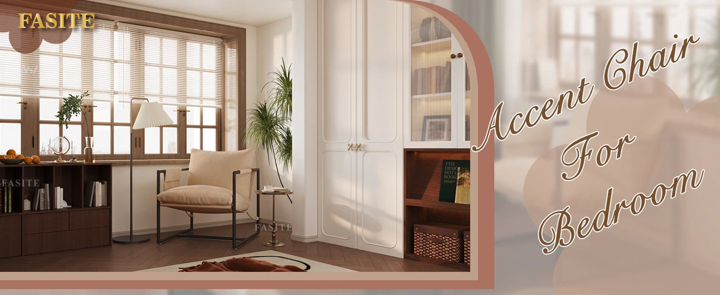 Sling Accent Chair for Living Room, Mid Century Modern Metal Frame Armchair for Reading Room, Bedroom Chair with Removable