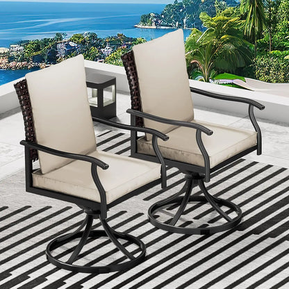 5 Piece Outdoor Patio Dining Set with 4 Swivel Dining Chairs & 1 Large Round Dining Table,Bistro Furniture Set , Customized
