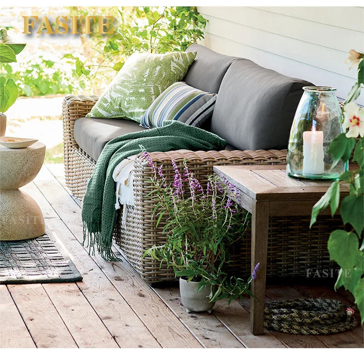 Outdoor sofa courtyard garden terrace leisure waterproof sunscreen art villa rattan furniture combination