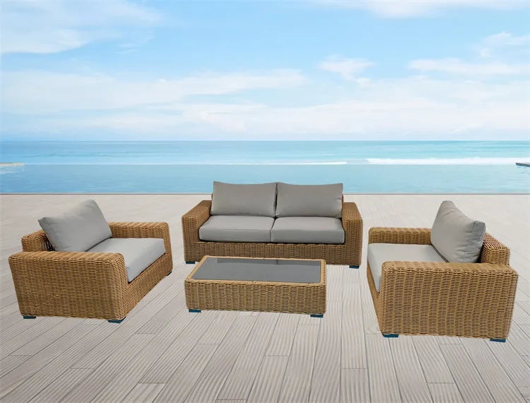 New Arrival Outdoor Rattan Sofa Set Morden 4PCS Sofa Set With Cushion for Garden Patio