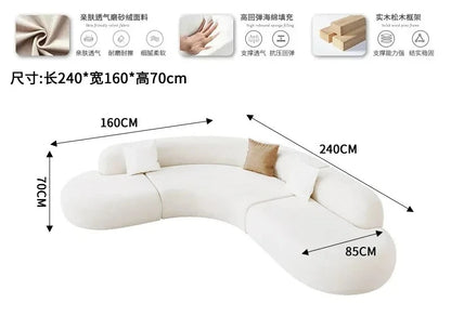 L-shaped corner curved special-shaped sofa small apartment beauty salon hotel office lobby lounge area reception