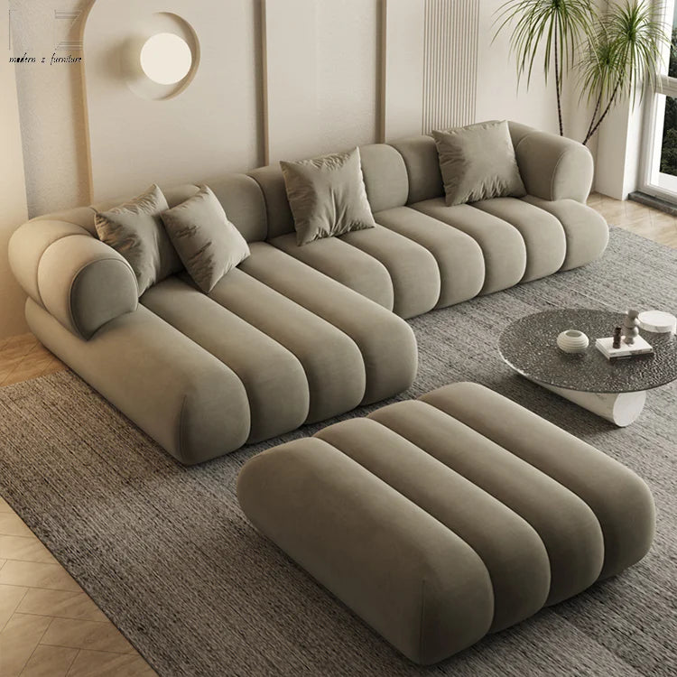 Luxury Modular Combination Sofa Set Home Hotel Fabric Reclining Cooling Sponge Filled Living Room Apartment