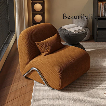 Medieval leisure chair designer recliner balcony living room black and white striped fabric lazy single sofa