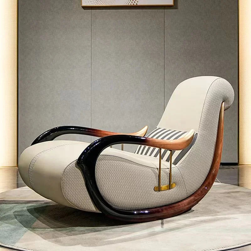 High-end Solid Wood Rocking Chair Adult Balcony Lounge Chair Living Room Elderly Lazy Chair