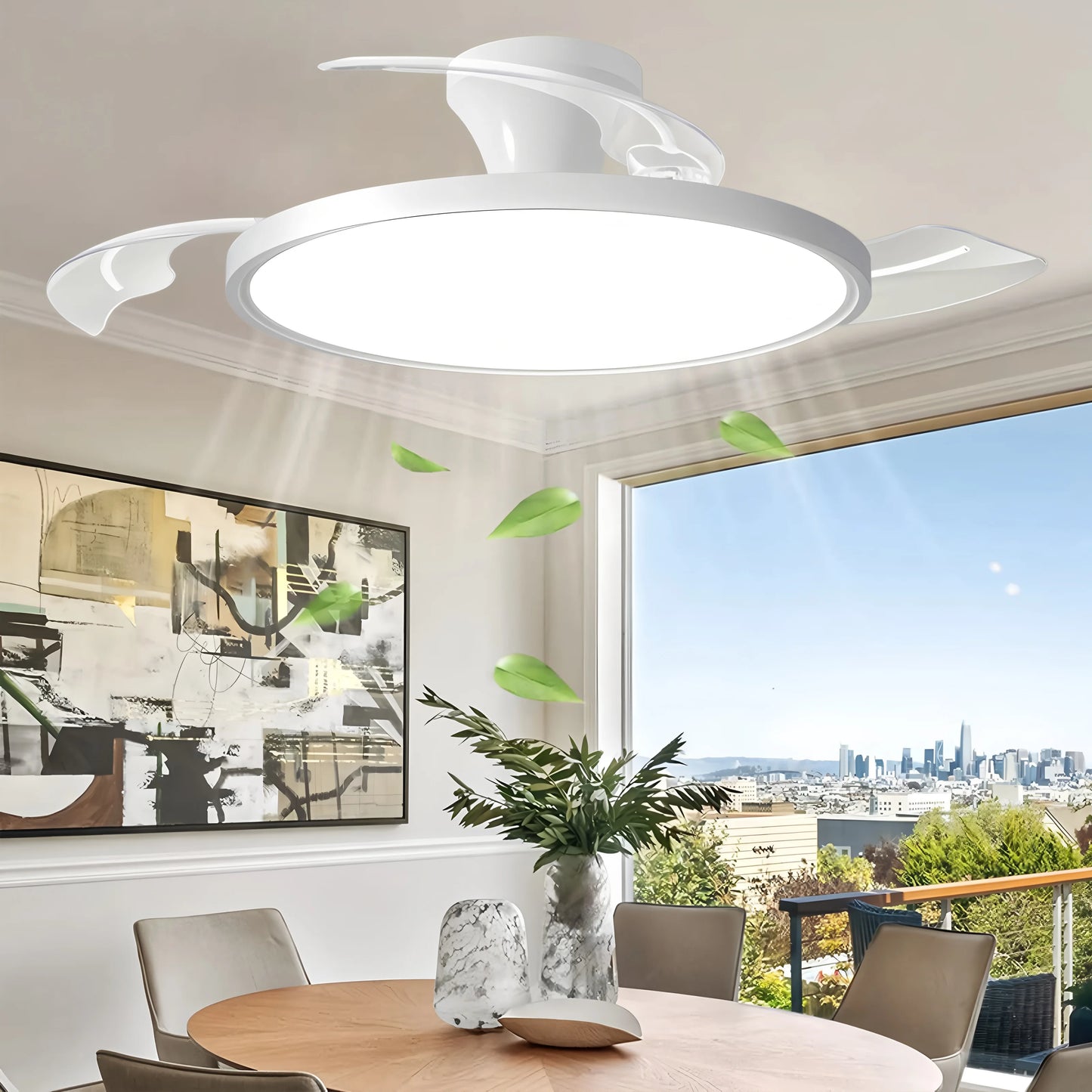 Jelena Ceiling Fan Fan with Light Bedroom Living Room Home Decoration Ceiling Fan Lamp Remote Control 6 Speed Silent Ceiling Fan