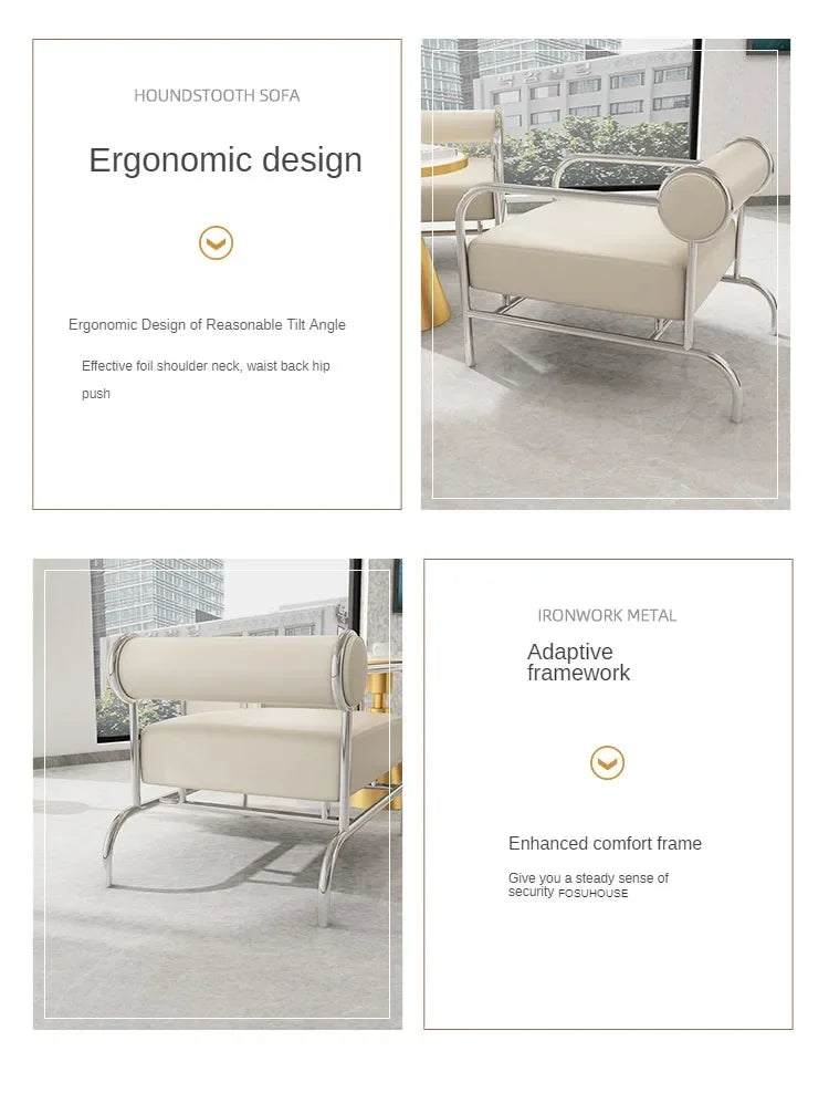 Nordic Fabric Living Room Chairs American Living Room Furniture Home Leisure Back Armchair Stainless Steel Single Sofa Recliner