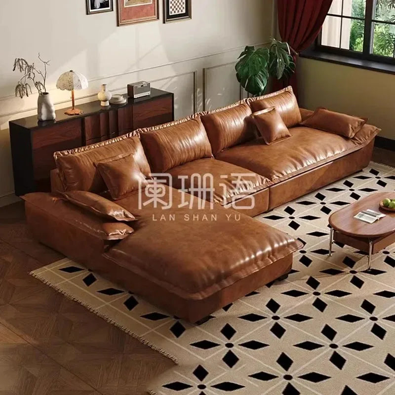 Large Size Leather Living Room Sofas Love Seat Nordic Modern Minimalist Living Room Sofas Relaxing Sillon Cama Trendy Furniture
