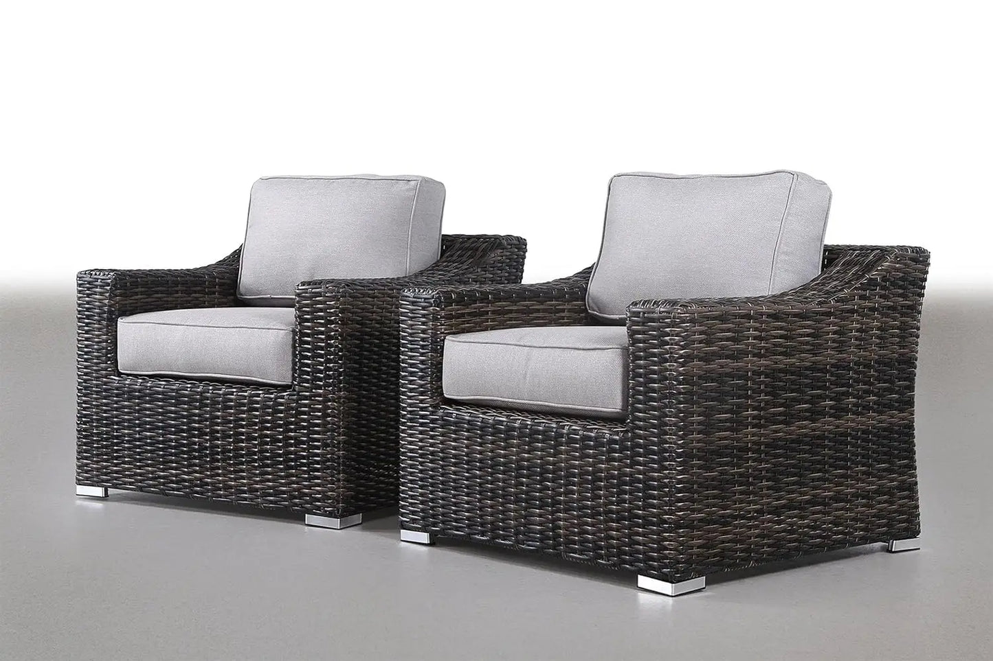 Mid Century Outdoor Patio Sectional Sofa Resort Grade Rattan UV Cushion 2pc Club Chair Set, Customized