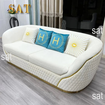 European velvet sofa modern simple size apartment living room Light luxury leather straight-row sofa combination