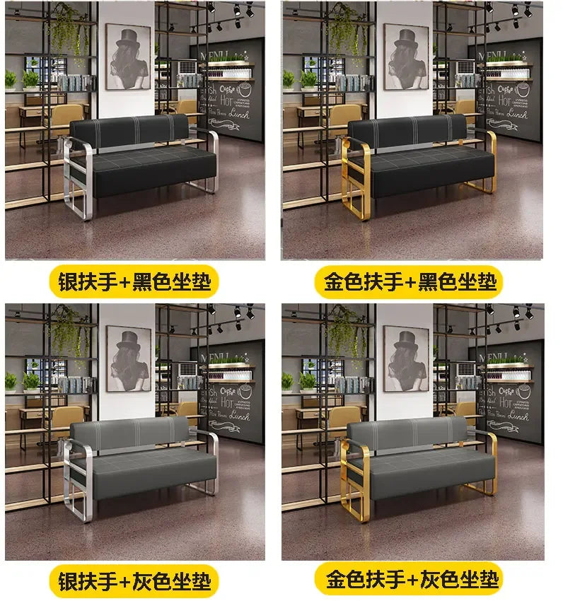 A Barber Shop Sofa Waiting Chair Stainless Steel Office Reception Sofa Chair