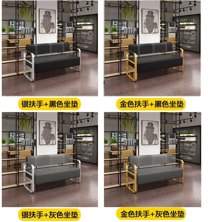 A Barber Shop Sofa Waiting Chair Stainless Steel Office Reception Sofa Chair