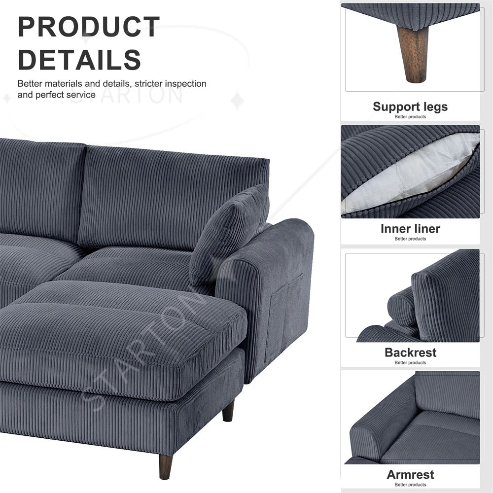 121" Modular Sectional Sofa Couch L Shaped Upholstered Sofa With Chaise Cushion Oversized 6 Seater Couches Sofas For Living Room