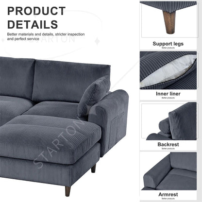 121" Modular Sectional Sofa Couch L Shaped Upholstered Sofa With Chaise Cushion Oversized 6 Seater Couches Sofas For Living Room