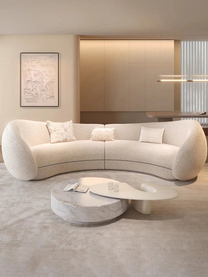 Moon sofa semi-circular living room French lamb wool fabric sofa designer