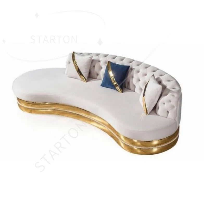 High Quality Luxury Living Room Gold Stainless Steel Sofa With Velvet Upholstered 2-3 Seat Couch for Home Living Room Hotel Use