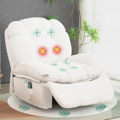 Swivel Recliner with Massage & Heat, Power Glider, USB/USB-C