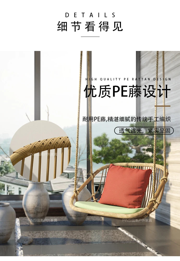 MJY hanging basket rattan chair single double swing sofa indoor cradle ceiling rattan chair