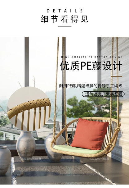 MJY hanging basket rattan chair single double swing sofa indoor cradle ceiling rattan chair