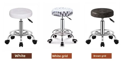 PU Leather Modern Rolling Stool Low Back Height Adjustable Work Salon Drafting Swivel Task Chair with Footrest