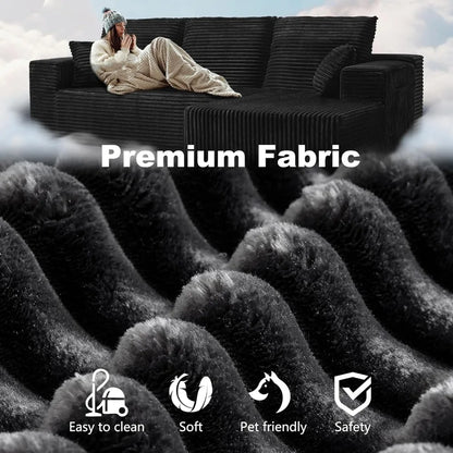 106'' Cloud Sectional Couch, L-Shape Couch with Deep Seat, Sectional Sofa, Living Room Sofa, No Assembly Required, Black, Right