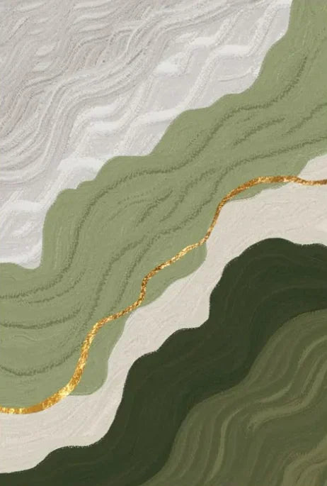 Golden green minimalist abstract art canvas painting, high-quality wall painting poster printing, living room bedroom porch h