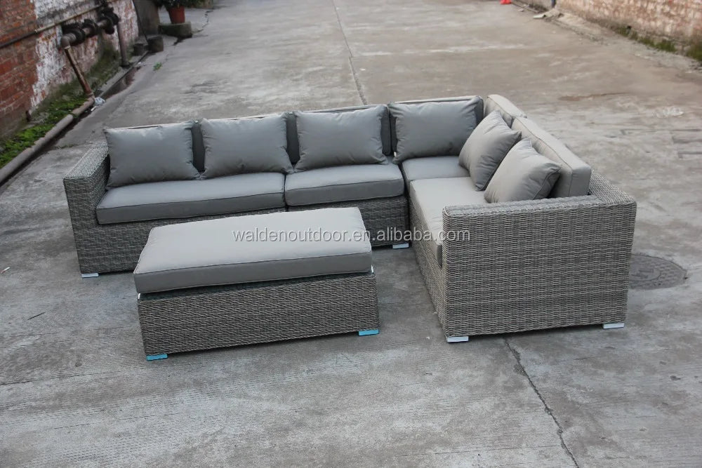 Patio Furniture Outdoor Gray Rattan Lounge Set  Outdoor Couch