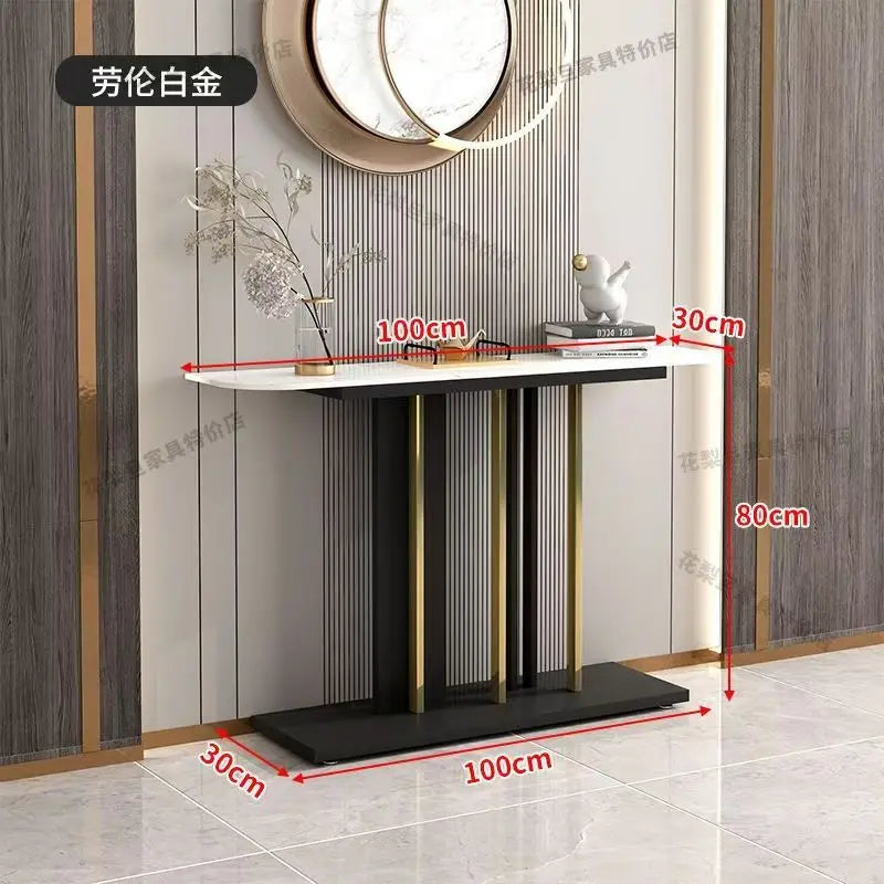 Gold Console Table Industrial Hallway  for Entryway  43 Inch Entryway Tables Narrow Sofa Table for Living Room