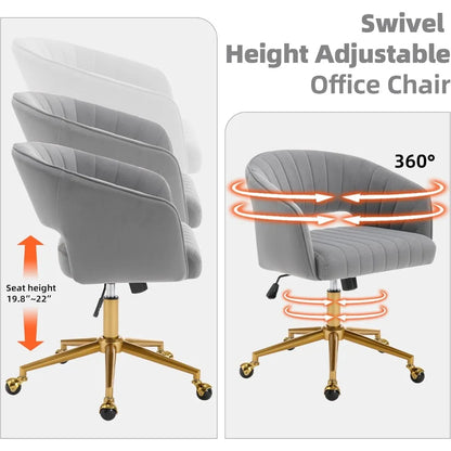 elegant gray office desk chairs, contemporary velvet swivel chairs, adjustable height vanity seats with metallic base, ergonomic