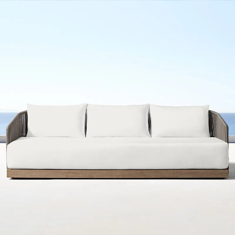 Outdoor rattan sofa courtyard preservative wood villa hotel outdoor teak rattan leisure sofa combination
